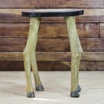 Wood accent table, 'Galloping Horse' - Horse-Themed Sese Wood Accent Table from Ghana