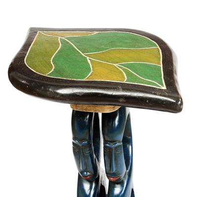Wood accent table, 'Happy Family' - Family-Themed Wood Accent Table from Ghana