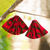 Cotton dangle earrings, 'Red Afiba' - Printed Cotton Dangle Earrings in Red from Ghana thumbail