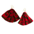 Cotton dangle earrings, 'Red Afiba' - Printed Cotton Dangle Earrings in Red from Ghana (image 2a) thumbail