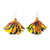 Cat's eye and cotton fabric dangle earrings, 'Ohemaa Elegance' - Cat's Eye and Cotton Fabric Dangle Earrings from Ghana