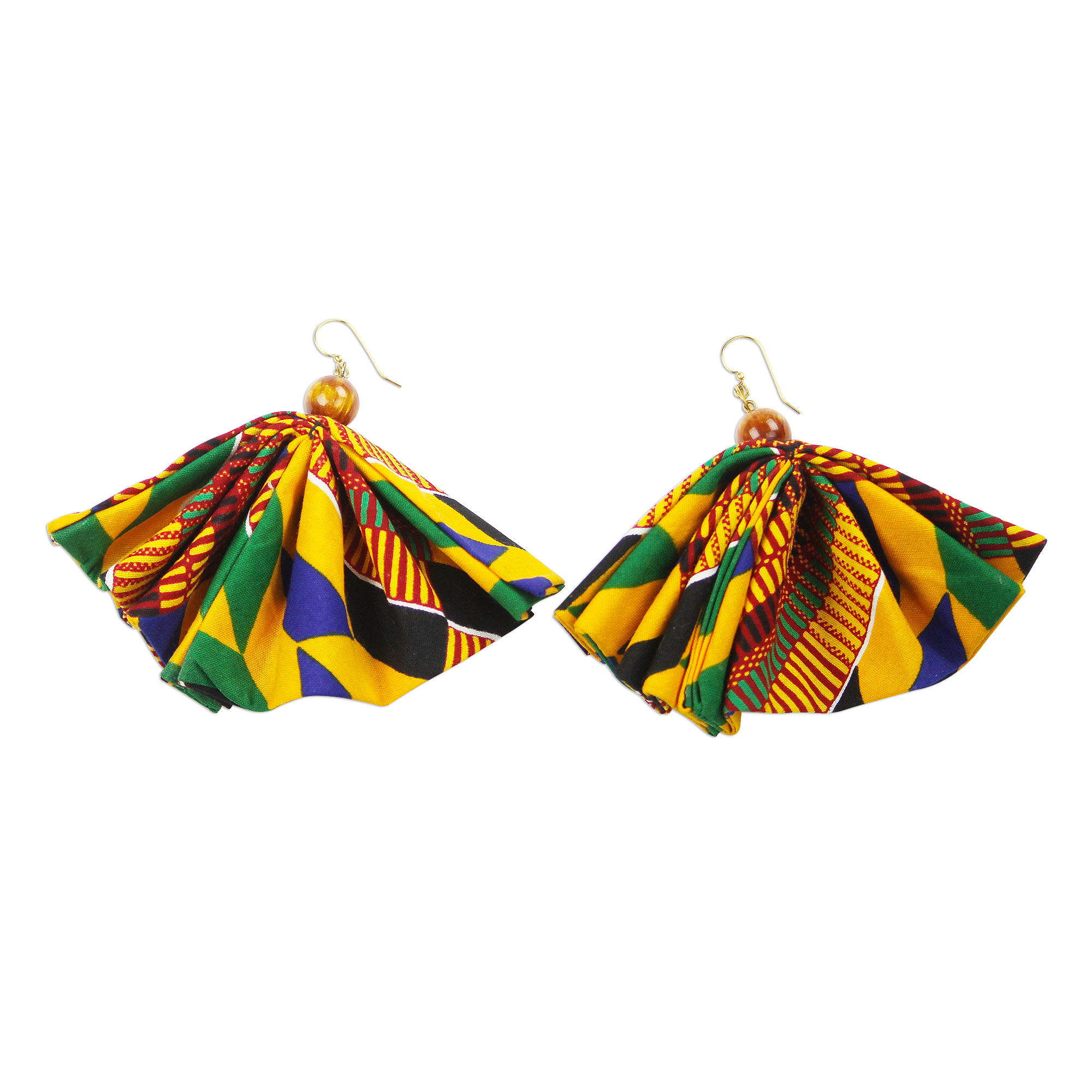 UNICEF Market | Cat's Eye and Cotton Fabric Dangle Earrings from Ghana ...