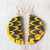 Cotton fabric dangle earrings, 'Selikem Stars' - Star Motif Cotton Fabric Dangle Earrings from Ghana thumbail