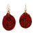 Cotton and recycled glass beaded fabric earrings, 'Red Kaklo' - Red Cotton and Recycled Glass Beaded Fabric Earrings (image 2a) thumbail