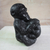 Escultura de madera - Escultura de madre e hijo de madera con temática de mono de Ghana
