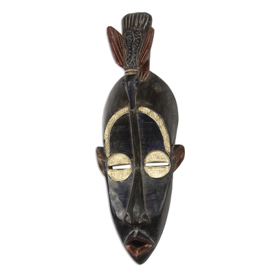 Afrikanische Holzmaske - Afrikanische Holzmaske mit Vogelmotiv in Schwarz aus Ghana