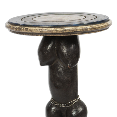 Wood accent table, 'Ga Woman' - Female Form Sese Wood Accent Table from Ghana