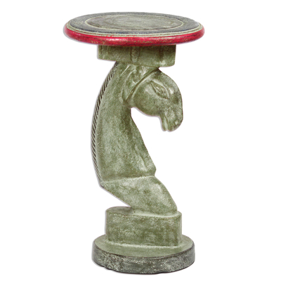 Horse-Shaped Rustic Wood Accent Table from Ghana