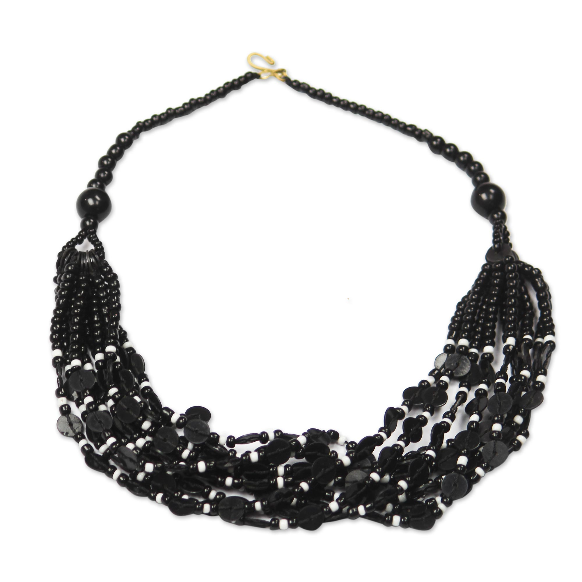 Black Ghanaian Necklace of Recycled Beads - Midnight Ghanaian Thank You ...