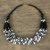 Glass beaded necklace, 'White Ghanaian Thank You' - Black and White Ghanaian Necklace of Recycled Beads (image 2) thumbail