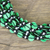 Glass beaded necklace, 'Green Ghanaian Thank You' - Black and Green Ghanaian Necklace of Recycled Beads