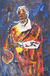 'Jazz Music I' - Signed Expressionist Painting of a Musician from Ghana thumbail