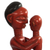 Holzskulptur - Sese Wood Vater-Kind-Skulptur in Rot aus Ghana