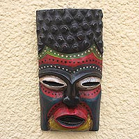 African wood mask, Colorful Rasta