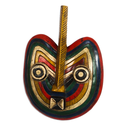African wood mask, 'Fruit of Love' - Rainbow-Colored African Wood Mask from Ghana