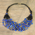 Glass beaded necklace, 'Blue Ghanaian Thank You' - Black and Blue Ghanaian Necklace of Recycled Beads (image 2) thumbail