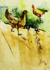 'Mother's Care' - Signed Impressionist Painting of Chickens from Ghana thumbail