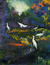 'Here We Are' - Signed Expressionist Landscape Painting from Ghana