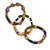 Wood and recycled glass beaded stretch bracelets, 'Eco Friends' (set of 3) - Wood and Recycled Glass Beaded Stretch Bracelets (Set of 3) (image 2d) thumbail