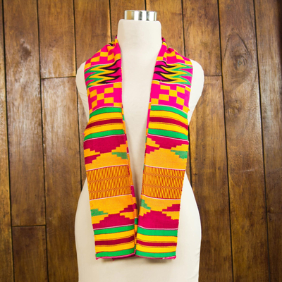 Rayon and cotton blend kente scarf, Fathia Elegance (1 strip)
