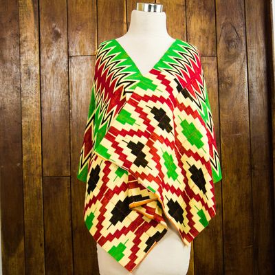 Cotton blend kente shawl, Akan Blessing (4 strips)