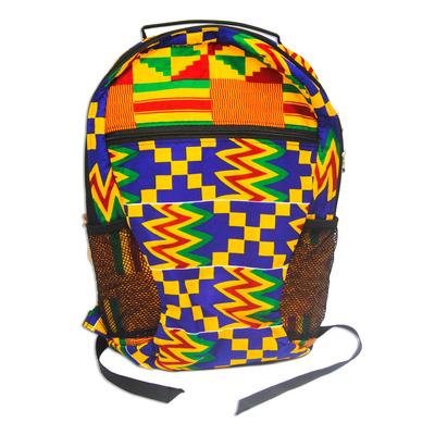 Kente-Print Cotton Backpack Crafted in Ghana