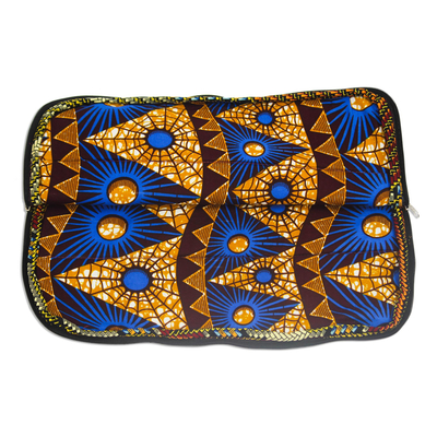 Cotton laptop case, 'Weave Motif' - Weave Motif Printed Cotton Laptop Bag from Ghana
