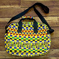 Cotton laptop bag, 'Kente Voyage' - Kente-Printed Cotton Laptop Bag from Ghana