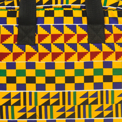 Cotton laptop bag, 'Kente Voyage' - Kente-Printed Cotton Laptop Bag from Ghana