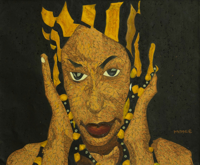 Das Gebet‘ (2019) – Signiertes expressionistisches Gemälde einer Frau aus Ghana (2019)