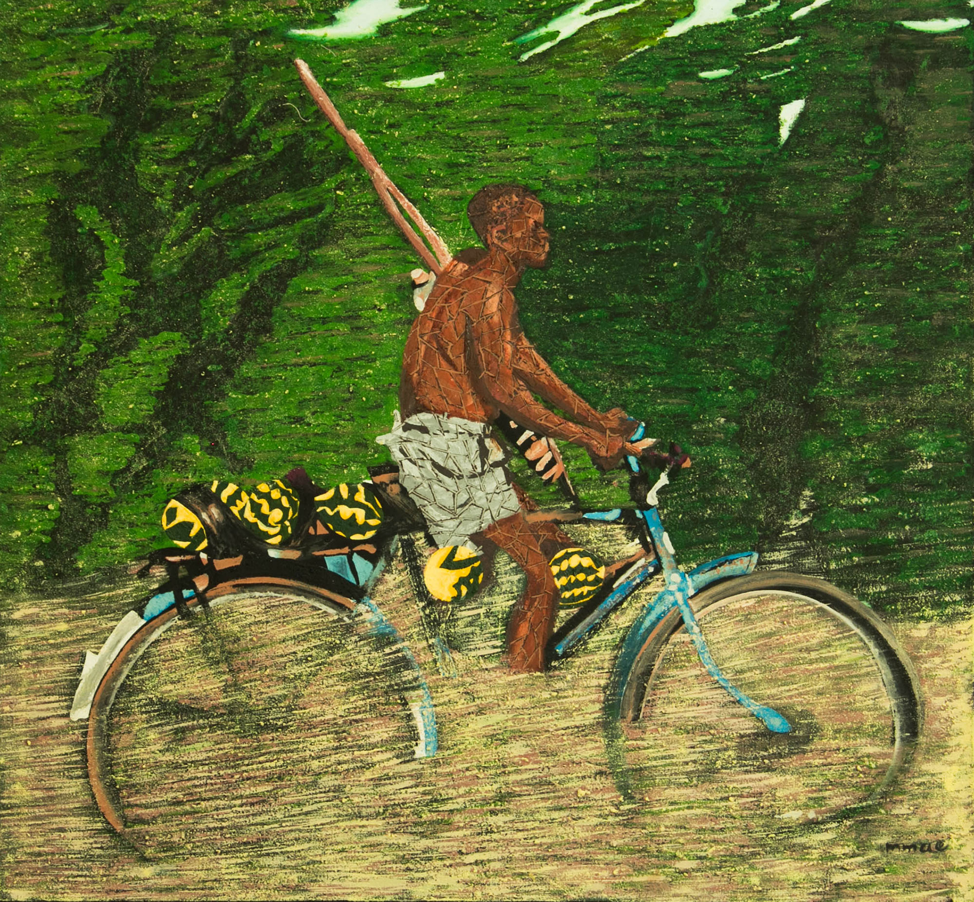 UNICEF Market | Signed Expressionist Painting of a Man on a Bike (2019 ...