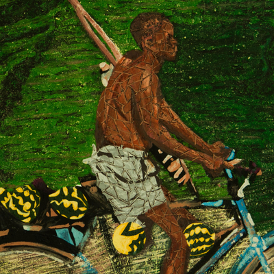 'El hombre sol' (2019) - Pintura expresionista firmada de un hombre en bicicleta (2019)