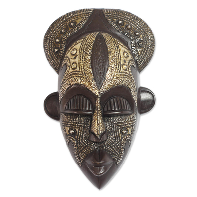 African wood mask, 'Eye of Asantewaa' - African Wood Mask Inspired by Queen Asantewaa from Ghana