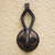 African wood mask, 'Classic Horns' - African Wood and Aluminum Mask with Leafy Accents from Ghana thumbail