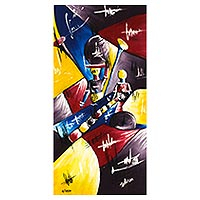 'New Day' - Signed Colorful Abstract Painting from Ghana
