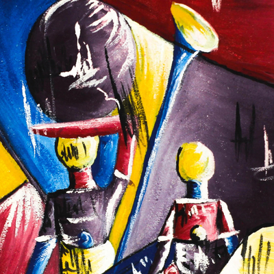 'New Day' - Pintura abstracta colorida firmada de Ghana