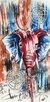 'Reflection' - Signed Freestyle Elephant Painting from Ghana
