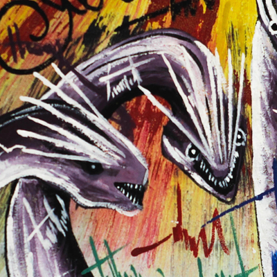 'Boldness' - Signed Freestyle Dragon Painting from Ghana
