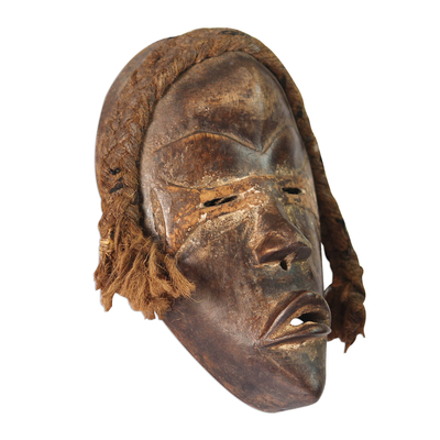 Afrikanische Holzmaske, 'Dan-Stamm - Dan-inspirierte rustikale afrikanische Holzmaske aus Ghana