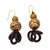 Pendientes colgantes de madera, 'Etornam' - Pendientes colgantes de cuentas de madera Sese con patrón de cebra marrón