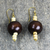 Wood dangle earrings, 'Dela Dem' - Earthy Wooden Bead Earrings from Ghanaian Artisan