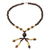 Wood beaded pendant necklace, 'Beaded Dancer' - Beaded Wooden Pendant Necklace from Ghana