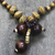 Wood beaded pendant necklace, 'Cluster Together' - Wood Beaded Necklace Handmade in Africa