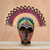 African wood mask, 'Eco Akuchinyere' - Eco-Friendly African Wood Mask with Raffia from Ghana (image 2) thumbail
