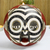 African wood mask, 'Round Zebra' - Black and White African Wood Mask from Ghana thumbail