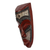 African wood mask, 'Red Chukwueliegwe' - African Wood Mask in Red with Embossed Aluminum from Ghana