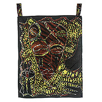 Cotton batik wall hanging, 'Smiling' - Artisan Crafted Wall Hanging from Ghana