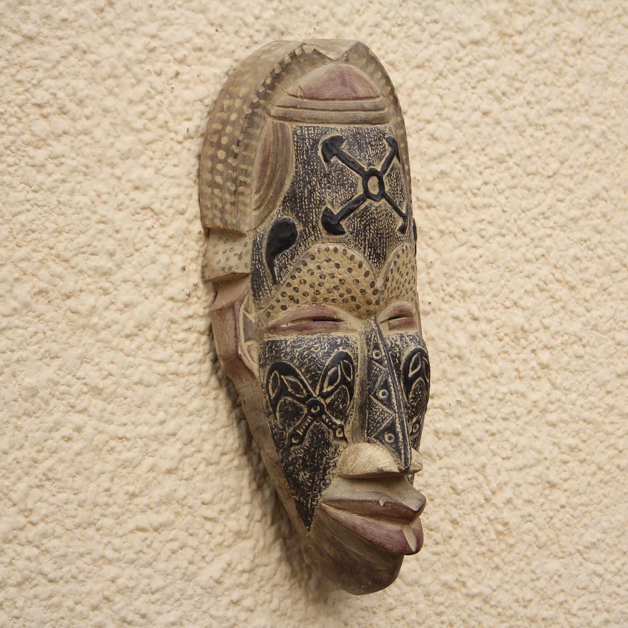 Adinkra Pattern African Wood Mask with Aluminum from Ghana - Adinkra ...