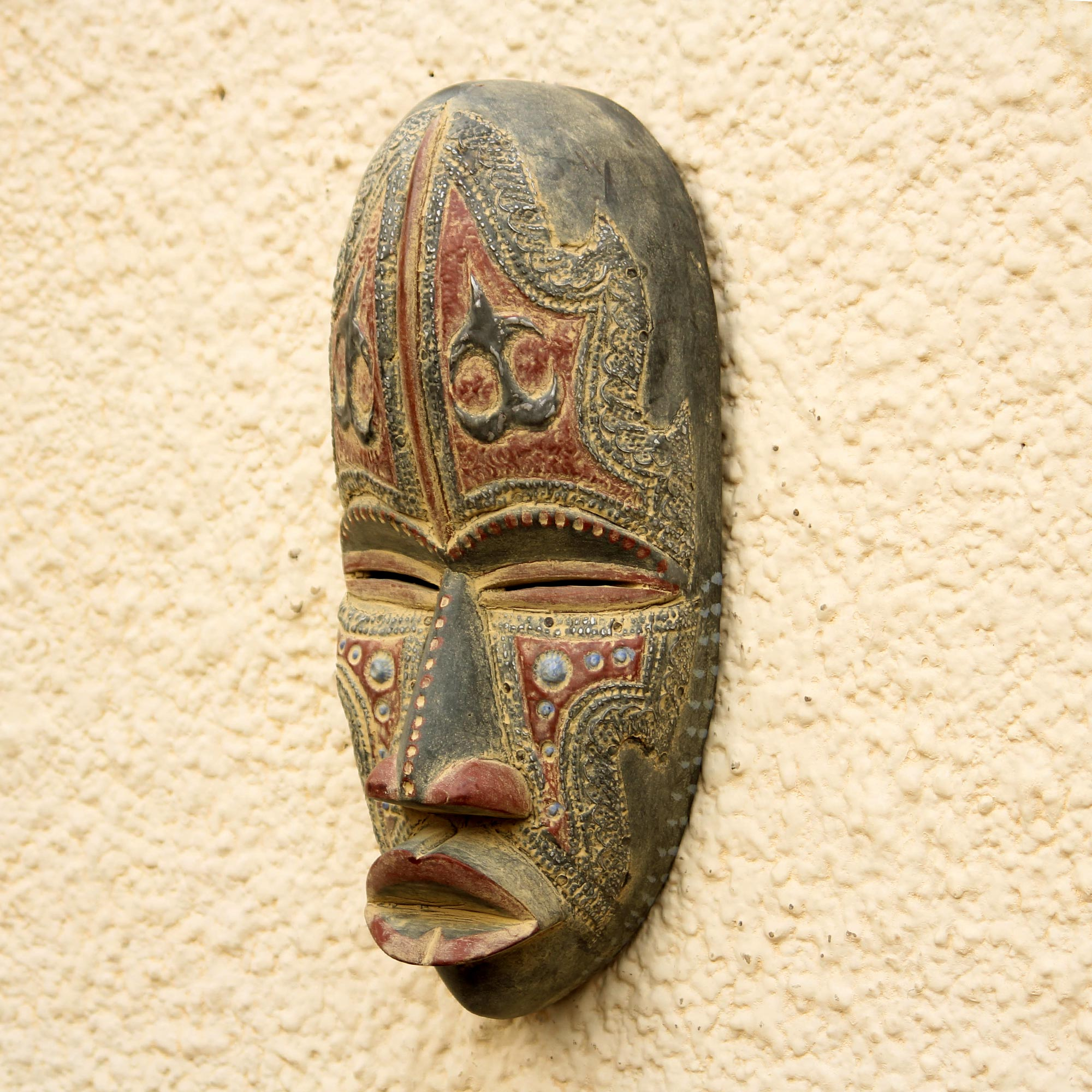 Akokonan Symbol African Wood and Aluminum Mask from Ghana - Nurturing ...