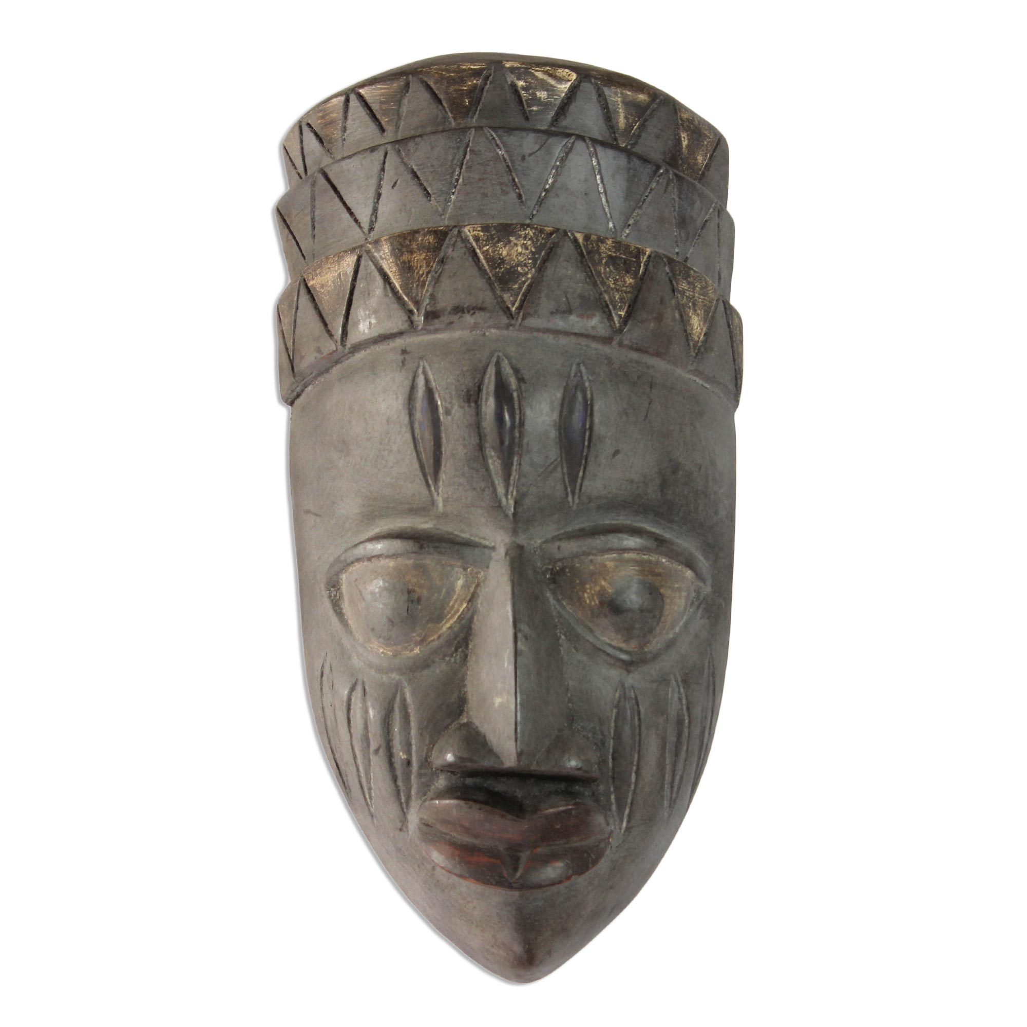 Rustic Yoruba-Style African Wood Mask from Ghana - Yoruba Face | NOVICA
